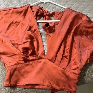 Zara Burnt Orange Silk Top